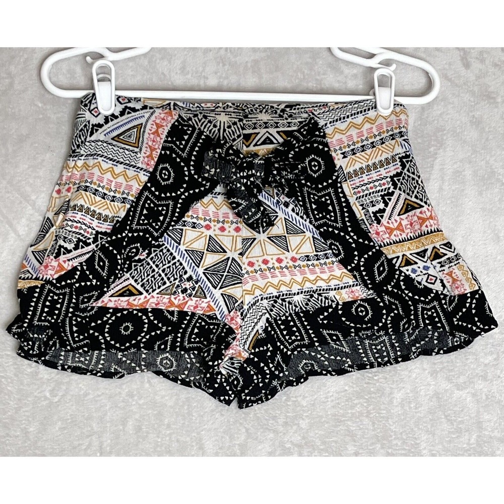 Xhilaration Shorts Womens Sz XS Colorful Boho Front Tie Airy Elastic Waist